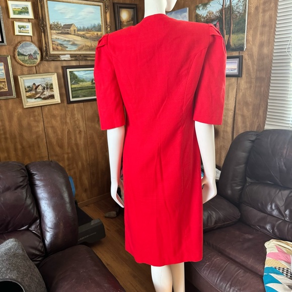 Vintage Red Double Breasted Style Dress - Picture 3 of 7